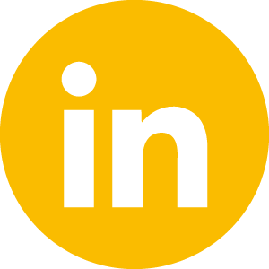 helfende hände - Ein gelber Kreis mit den weißen Kleinbuchstaben „in“ in der Mitte. Das ist das LinkedIn-Logo, bei dem das übliche Blau durch Gelb ersetzt wurde. helfende hände ggmbh hamburg